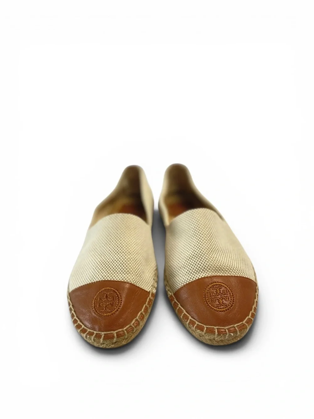 Tory Burch Color Block Canvas and Napa Espadrilles in Natural and Tan Size 7.5
